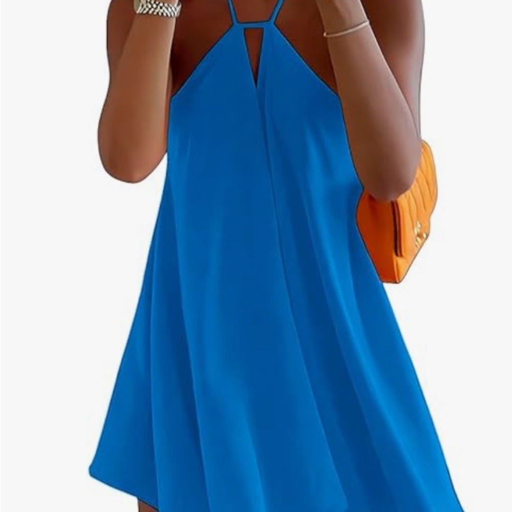 Elegant Blue Halter Dress